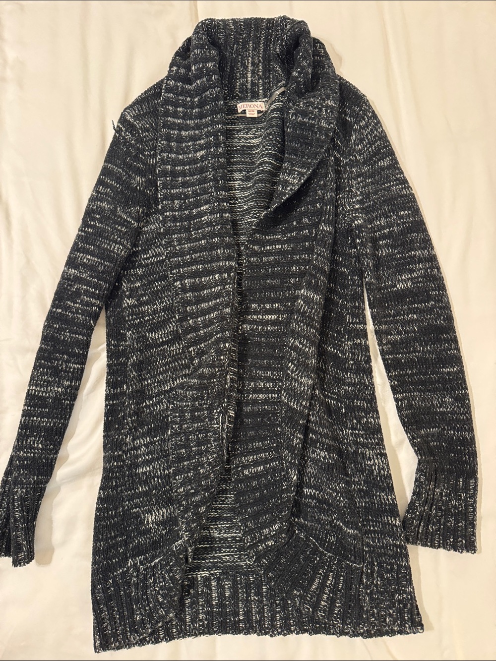 Merona Black and White Marled Shawl Collar Cardigan